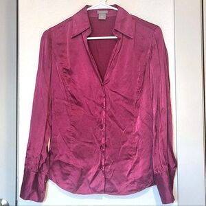 Magenta Silk Button-Up